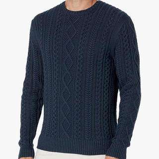 Amazon Essentials Men's Long-Sleeve 100% Cotton Fisherman Cable Crewneck Sweater